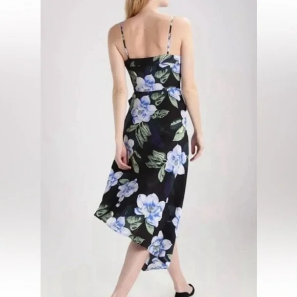 Banana Republic Floral Tropical Asymmetrical Faux Wrap Midi Dress Size 6 - Picture 5 of 12